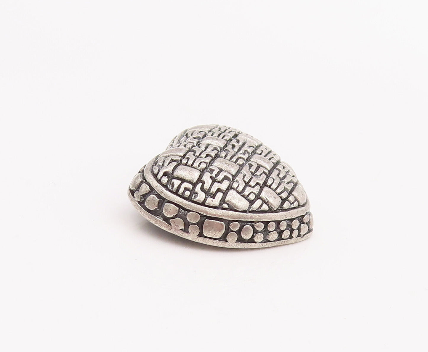 925 Sterling Silver Vintage Pendant Intense Carved Domed Love Heart  PT22877