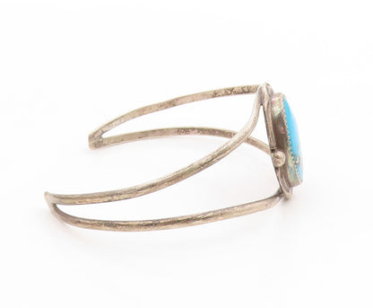 925 Sterling Silver Vintage Bracelet NAVAJO Cabochon Turquoise Cuff  BT11788
