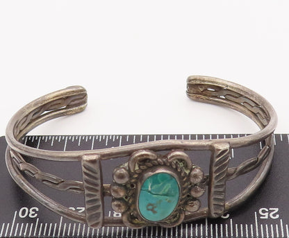 925 Sterling Silver Vintage Bracelet Turquoise Southwestern Design Cut BT10196