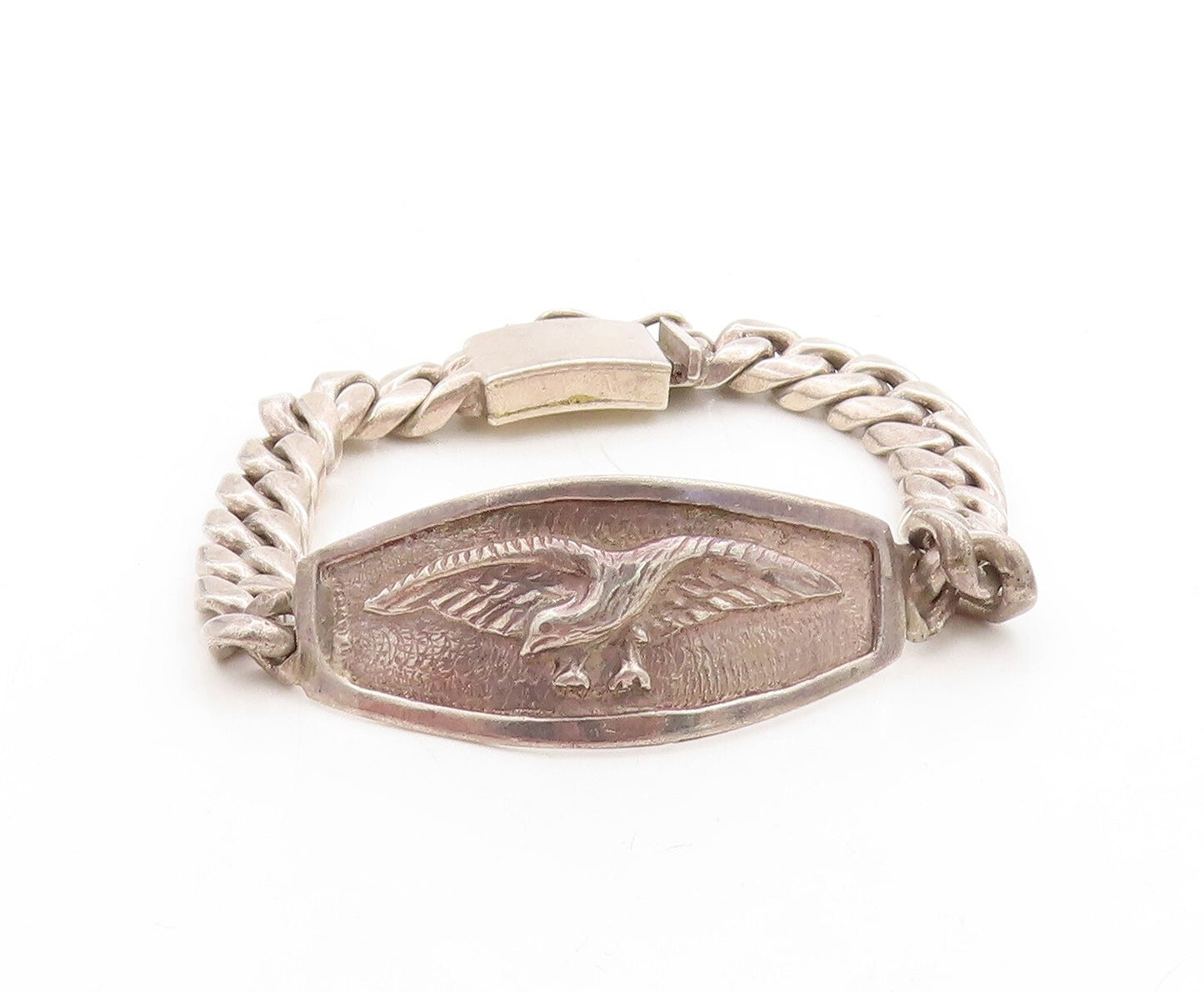 925 Sterling Silver Vintage Bracelet MEXICO Curb Linked Flying Bird  BT10957