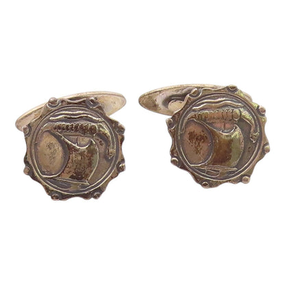 FRYDEUSBERG DENMARK 925 Silver  Vintage Etched Sailboat Cufflinks  TR3358