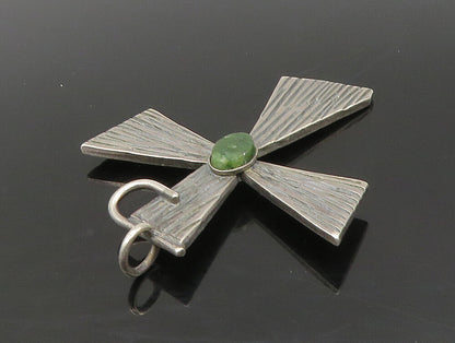 SERAFIN MOCTEZUMA 925 Silver  Vintage Jade Religious Cross Pendant  PT19711