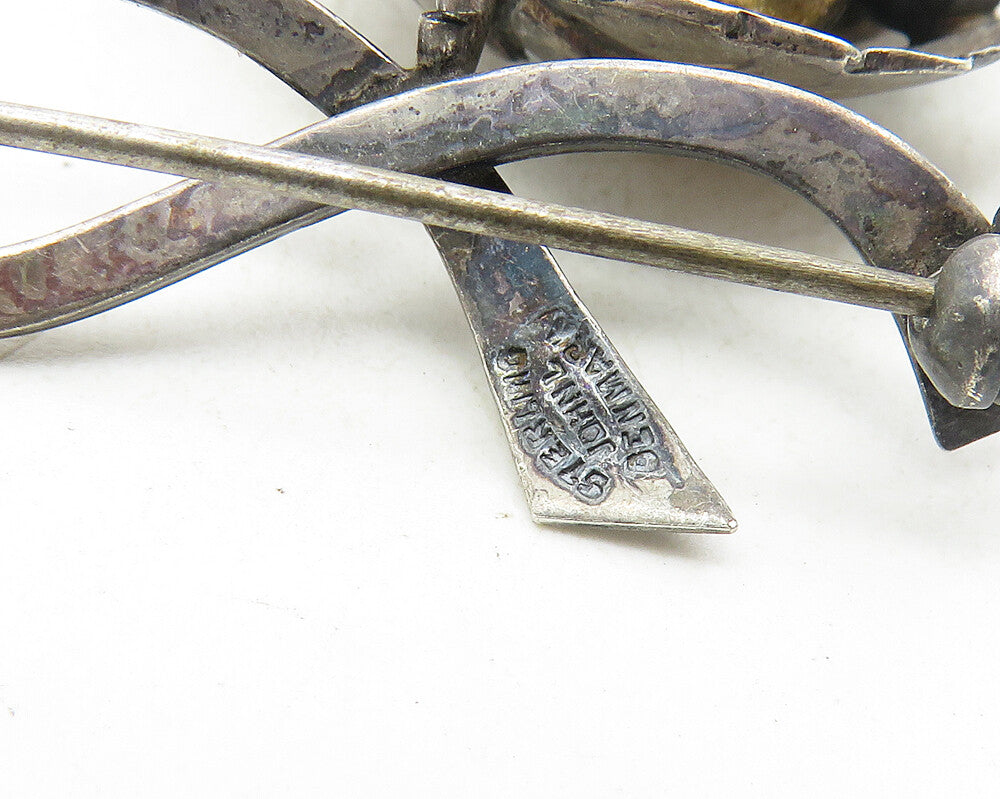 JOHN L DENMARK 925 Sterling Silver Vintage Grape Bunch Brooch Pin  BP3864