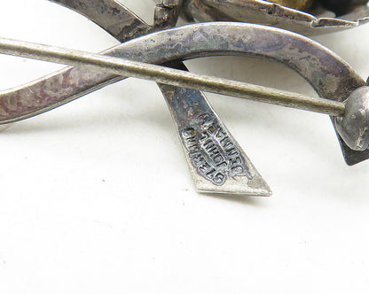 JOHN L DENMARK 925 Sterling Silver Vintage Grape Bunch Brooch Pin  BP3864