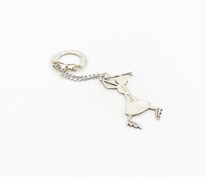 DOSKOW 925 Sterling Silver  Vintage Shiny Woman Playing Golf Key Chain  TR1474