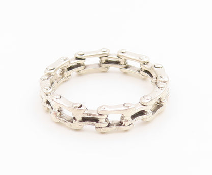 925 Sterling Silver Vintage Ring Modernist Bicycle Chain Band  Sz 14.5  RG36036