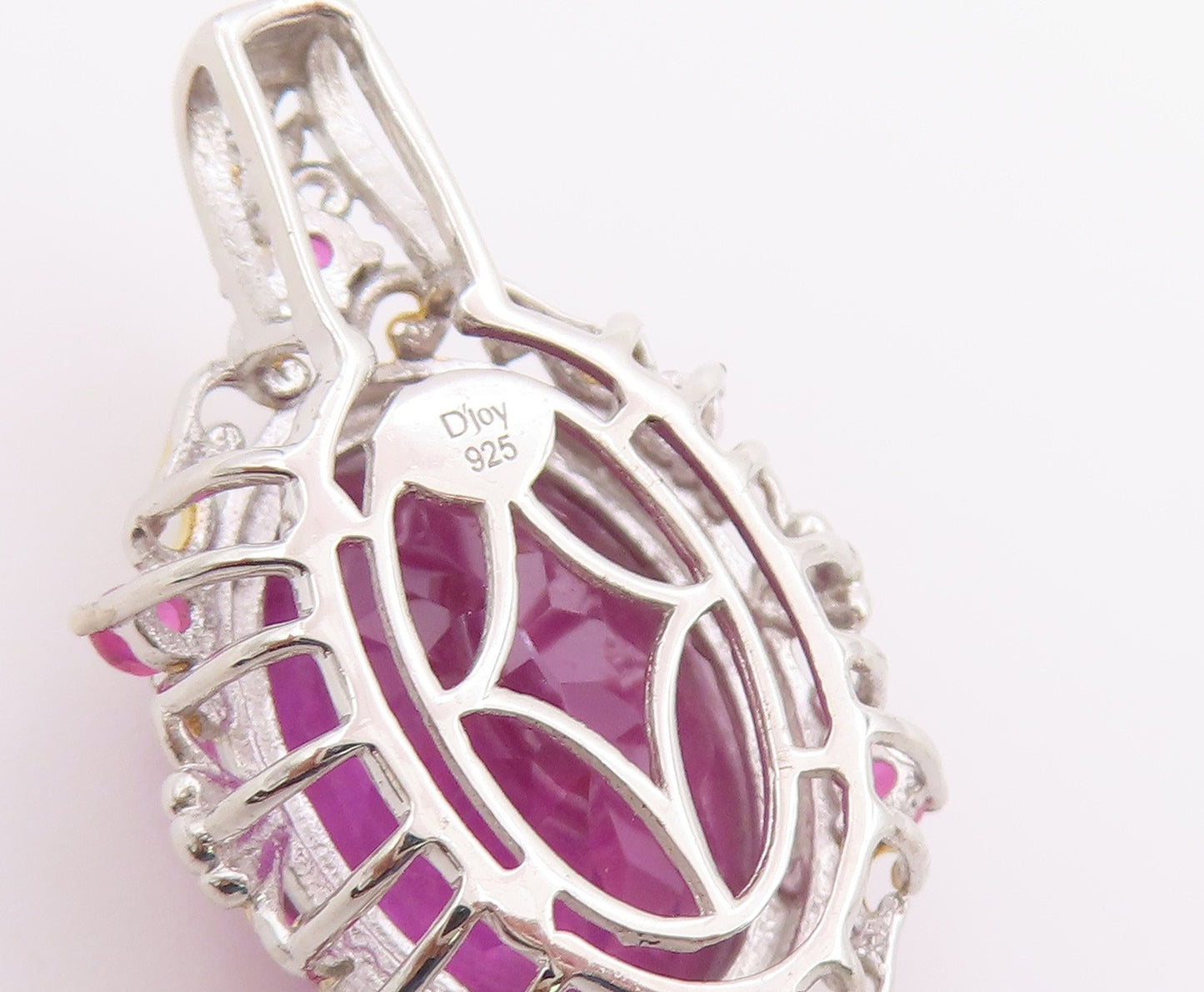 925 Sterling Silver Vintage Pendant Two Tone Oval Cut Pink Topaz Charm  PT26592