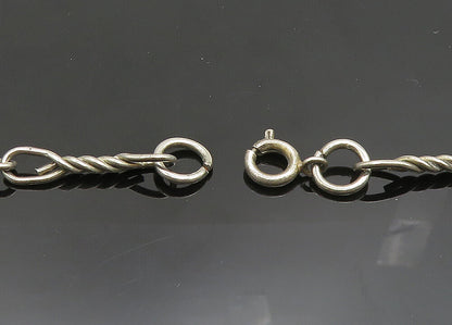 925 Sterling Silver  Vintage Dark Tone Spiral Flower Chain Necklace  NE3311