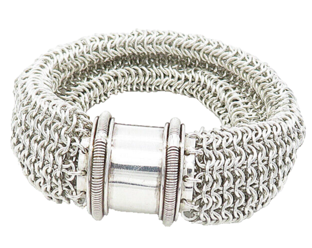 925 Sterling Silver  Vintage Shiny Heavy Weaved Net Link Chain Bracelet BT1625