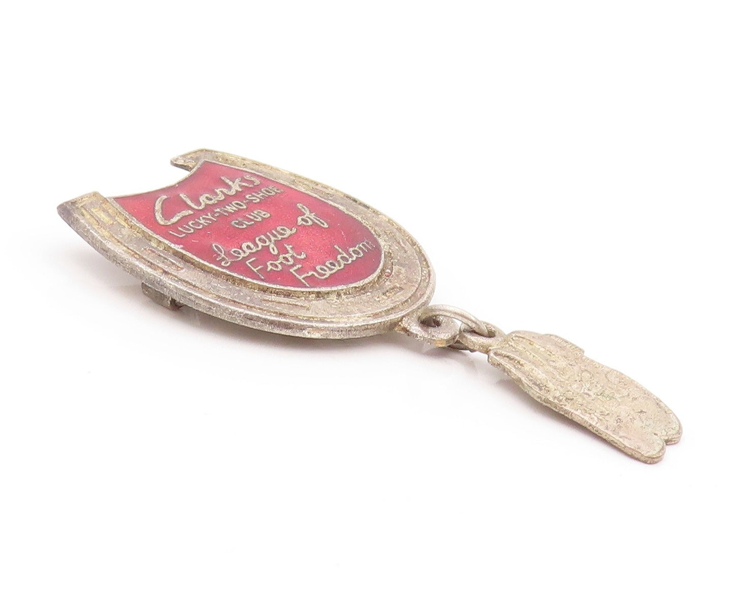 925 Sterling Silver Vintage Brooch Enameled Clarks Antique Shoe Club  BP11523