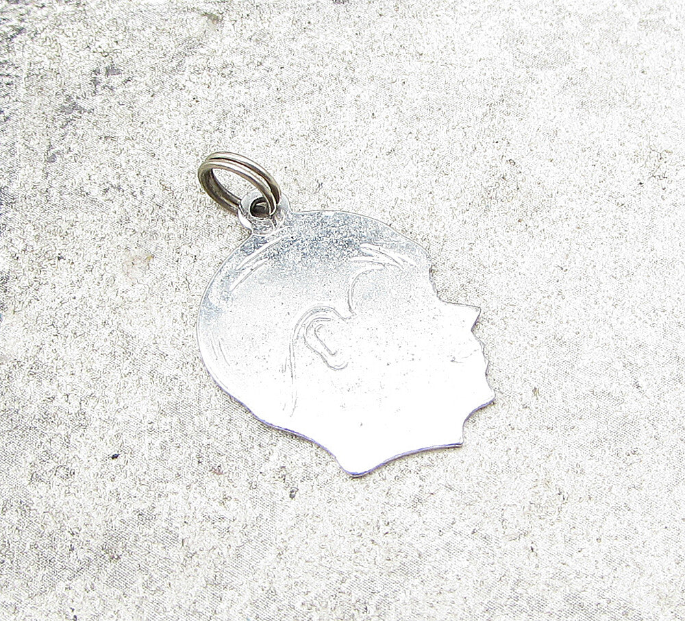 925 Sterling Silver  Boy Face Profile Charm Pendant  PT1111