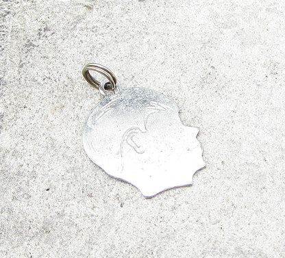 925 Sterling Silver  Boy Face Profile Charm Pendant  PT1111