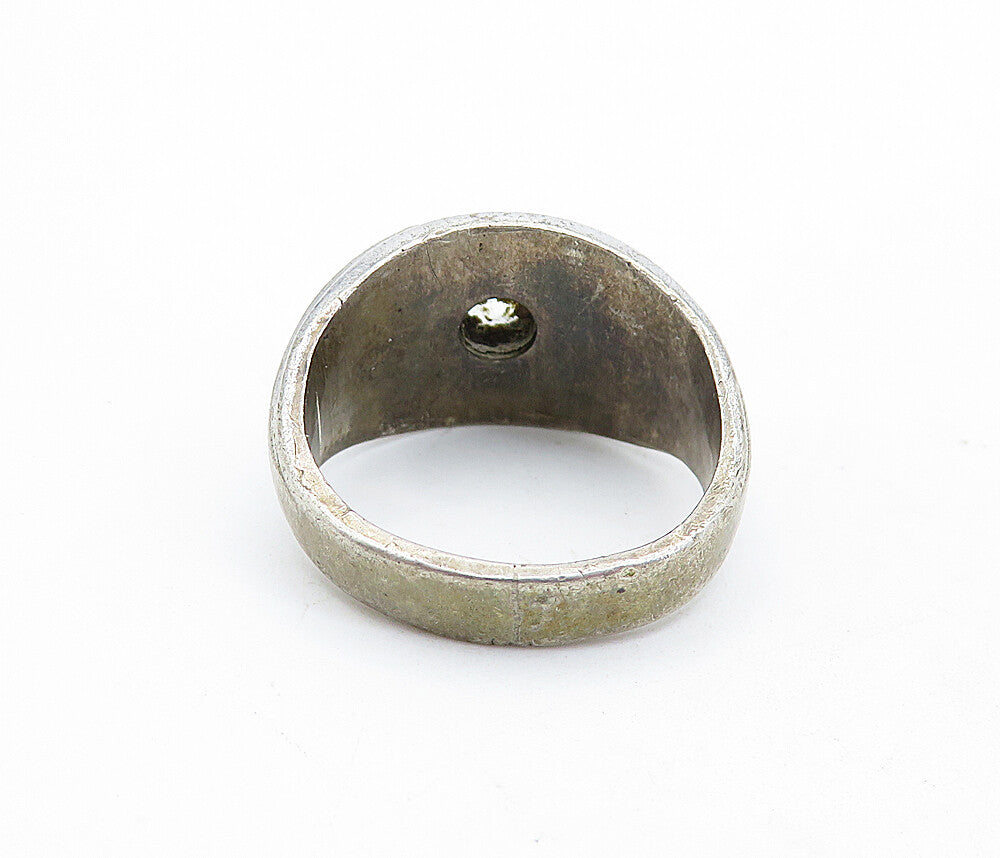 ESPO 925 Sterling Silver  Vintage Round Cut Topaz Band Ring Sz 8.5  RG5968