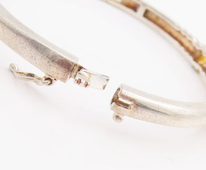 925 Sterling Silver Vintage Bracelet Round Cut Citrine Beaded Bangle  BT10665