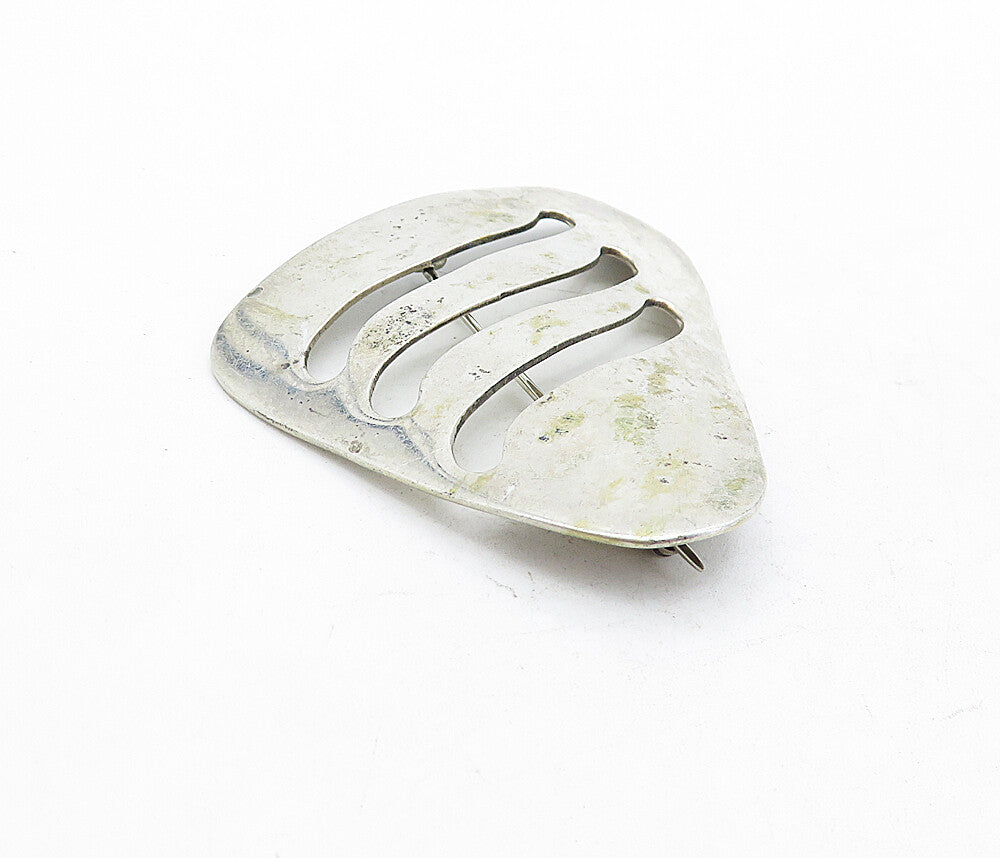 MEXICO 925 Sterling Silver  Vintage Shiny Cutout Design Brooch Pin  BP1957