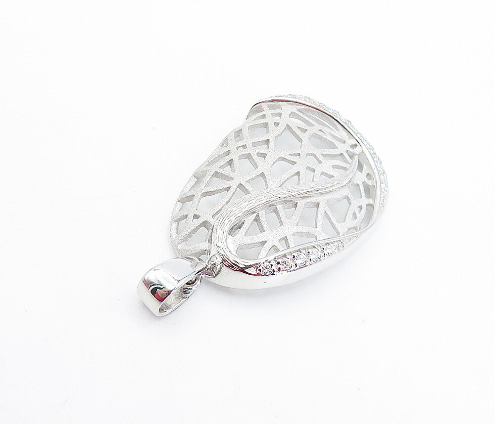 925 Sterling Silver  Cubic Zirconia Interlaced Pattern Shiny Pendant  PT5224