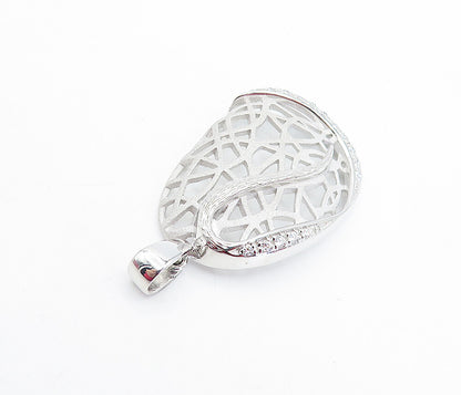 925 Sterling Silver  Cubic Zirconia Interlaced Pattern Shiny Pendant  PT5224