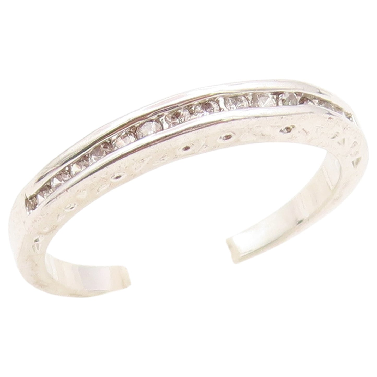 925 Sterling Silver Vintage Ring Minimalist Real Diamonds Band  Sz 8.5  RG36759