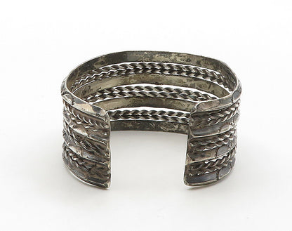 NAVAJO 925 Sterling Silver  Vintage Wheat Twist Split Cuff Bracelet  BT6383