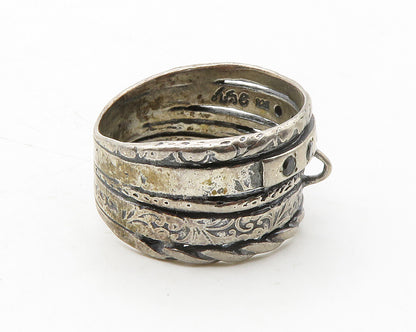 SHABLOOL 925 Silver  Vintage Black Hematite Split Band Ring Sz 10  RG13318