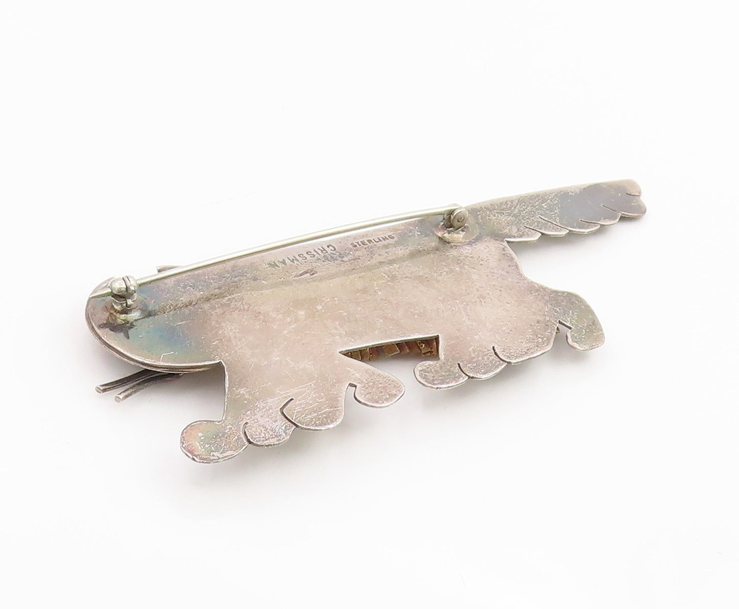 925 Sterling Silver Vintage Brooch Pin CRISSMAN Two Tone Modernist Cat  BP12481