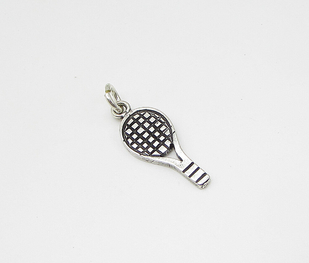 925 Sterling Silver  Vintage Tennis Racket Charm Pendant  PT1917