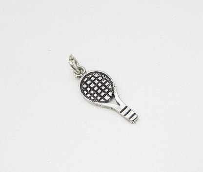 925 Sterling Silver  Vintage Tennis Racket Charm Pendant  PT1917
