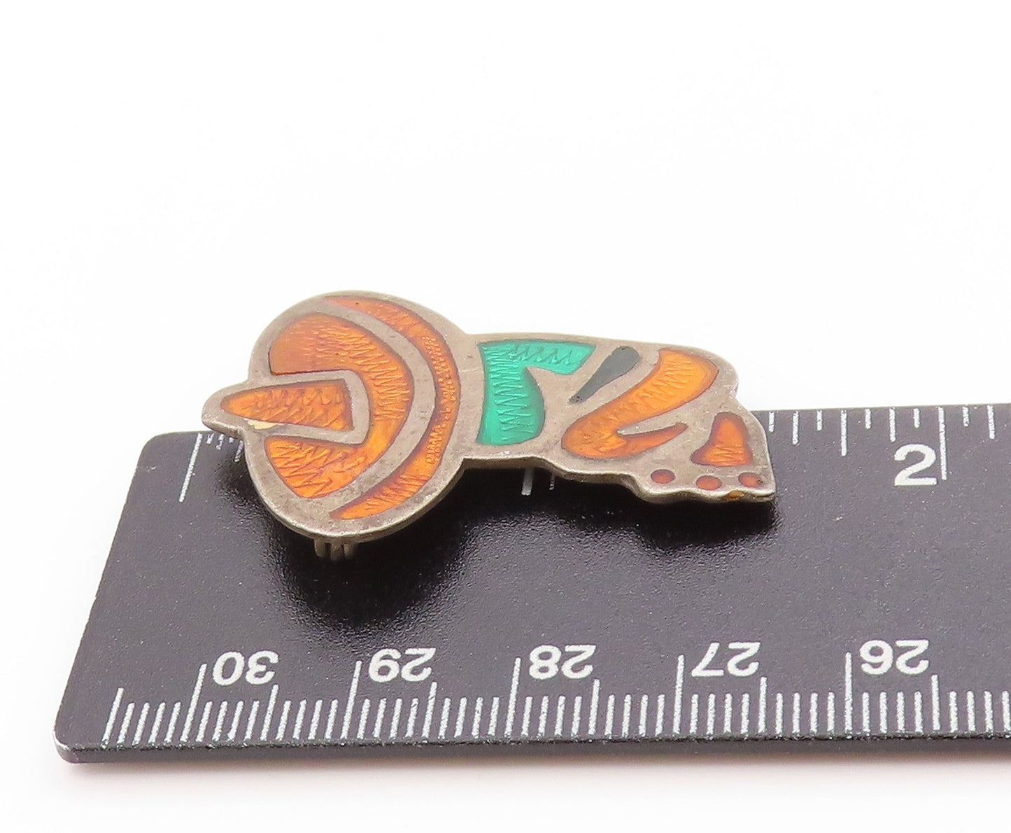925 Sterling Silver Vintage Brooch MEXICO Enameled Sombrero Design Pin  BP11914