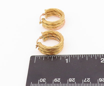 925 Sterling Silver Vintage Earrings Gold Plated Twisted Roped Hoops  EG13613