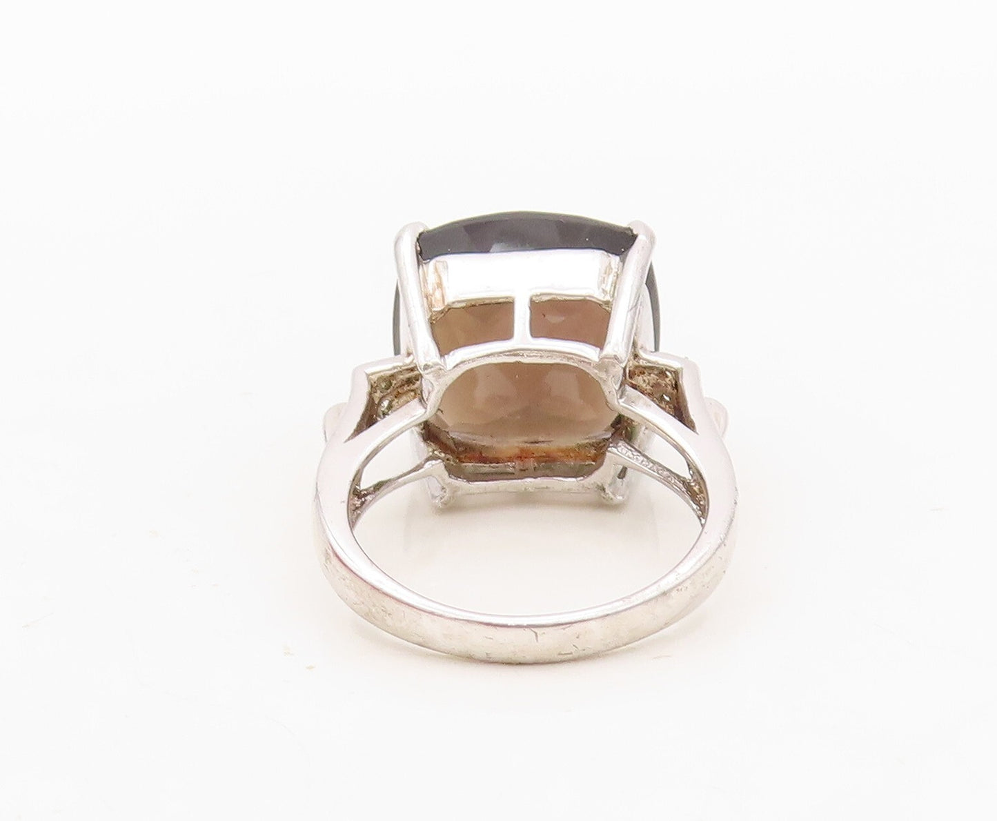 925 Sterling Silver Vintage Ring Minimalist Square Smoky Quartz CZ  Sz 7 RG30464