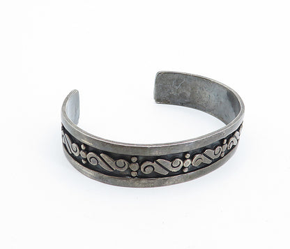 TAXCO MEXICO 925 Silver  Vintage Oxidized Swirl Pattern Cuff Bracelet  BT2811