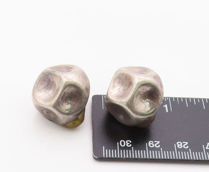 925 Sterling Silver Vintage Earrings Modernist Sculptural Dome Clip On  EG14396