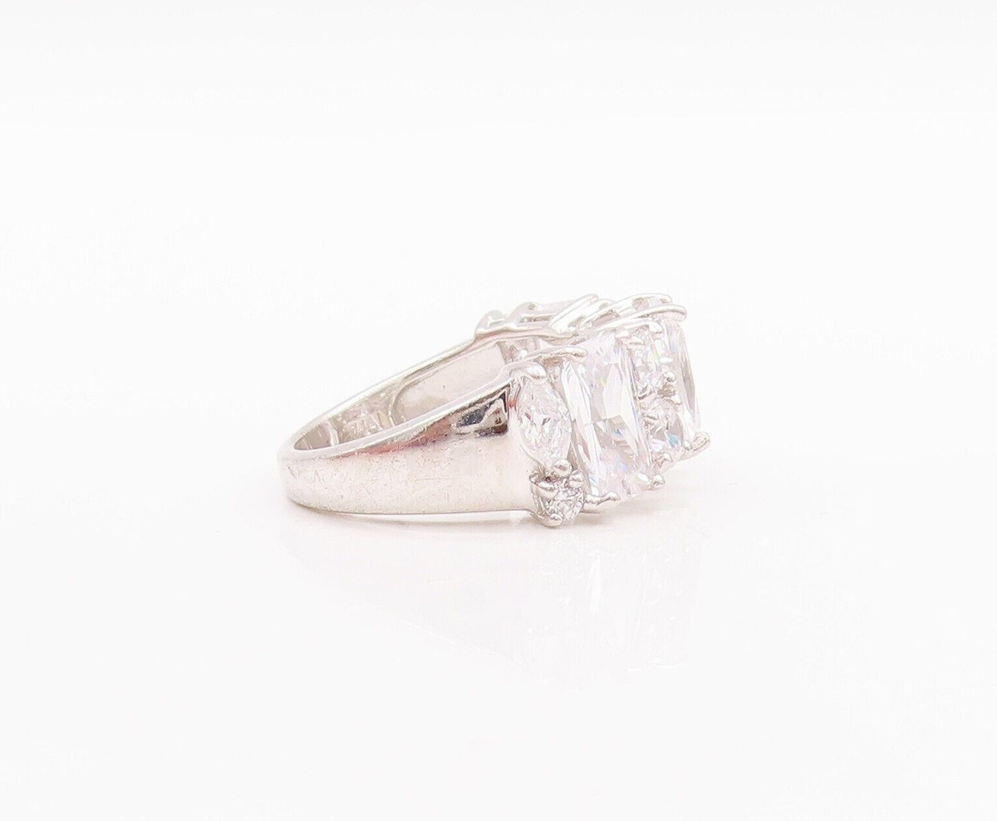 925 Sterling Silver Vintage Ring Multi Shape Cut CZ Inlay Band  Sz 5  RG28560