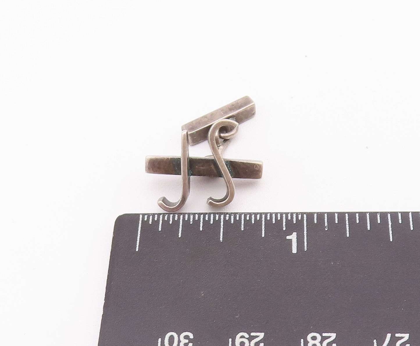 925 Sterling Silver Vintage Cufflinks Minimalist 'JS' Cutout Chained  TR3708
