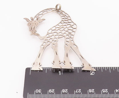 925 Sterling Silver Vintage Pendant Minimalist Cutout Etched Giraffe  PT22832