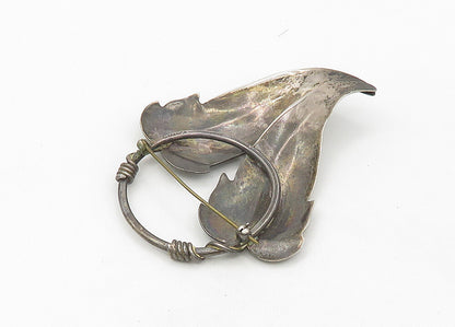 ALBINO MANCA 925 Sterling Silver  Vintage Floral Leaves Brooch Pin  BP8439