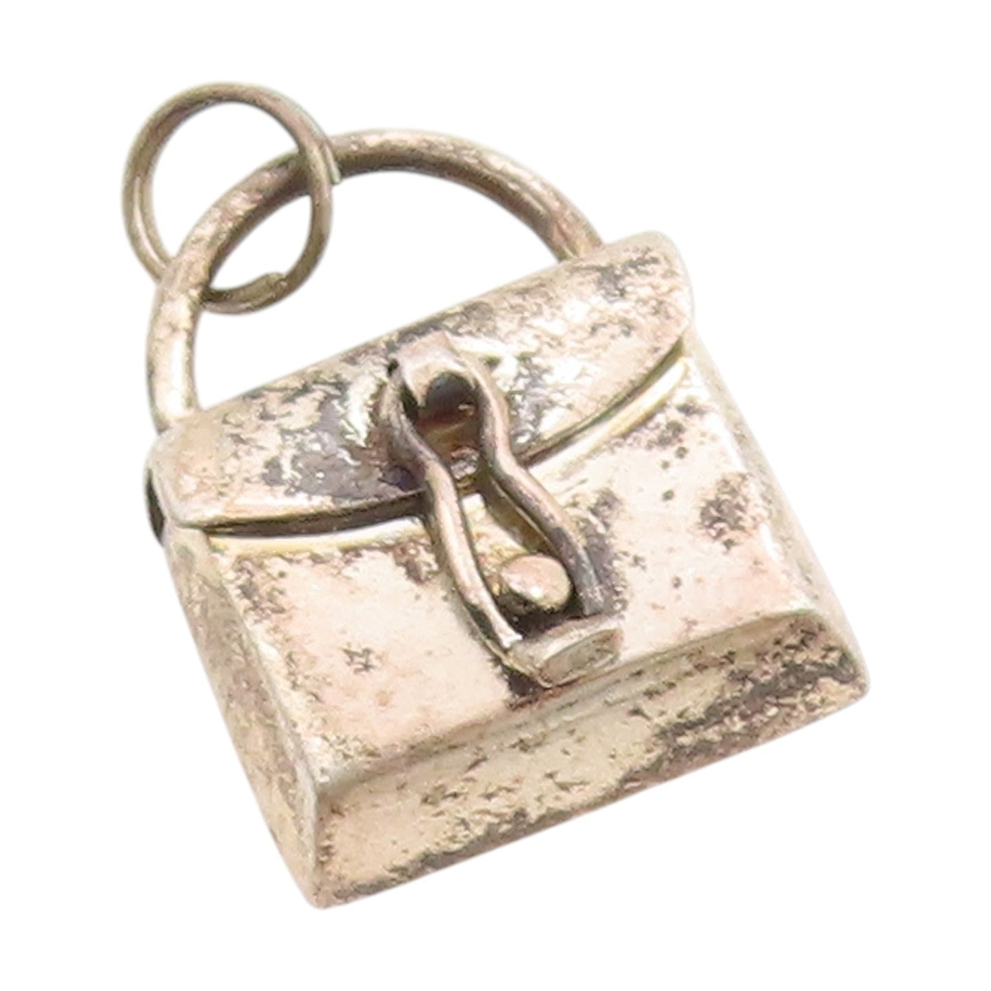 925 Sterling Silver Vintage Pendant Miniature Retro Handbag Charm OPENS  PT25110