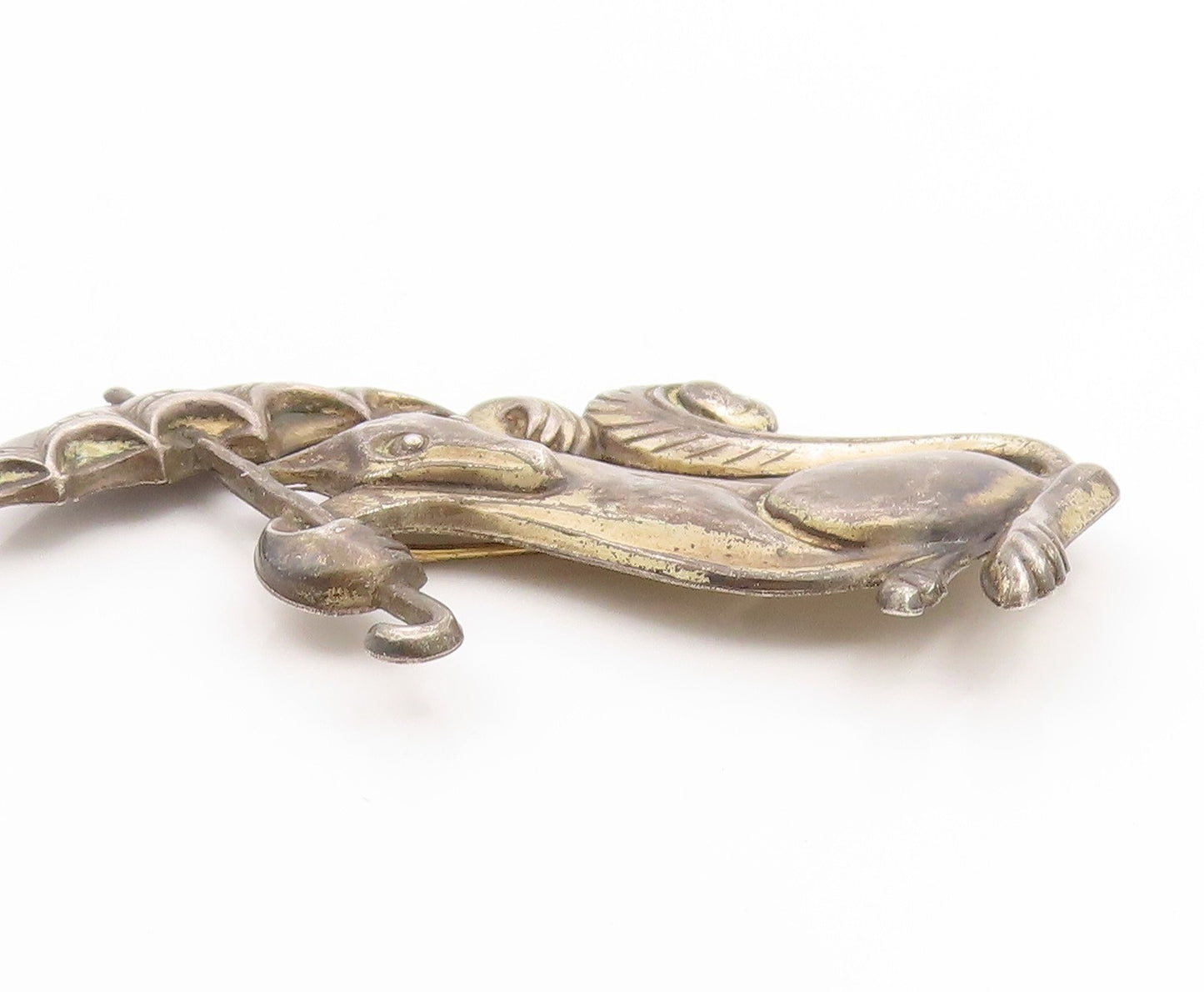 925 Sterling Silver Vintage Brooch Pin TRUART Fox With Umbrella Cutout  BP12252