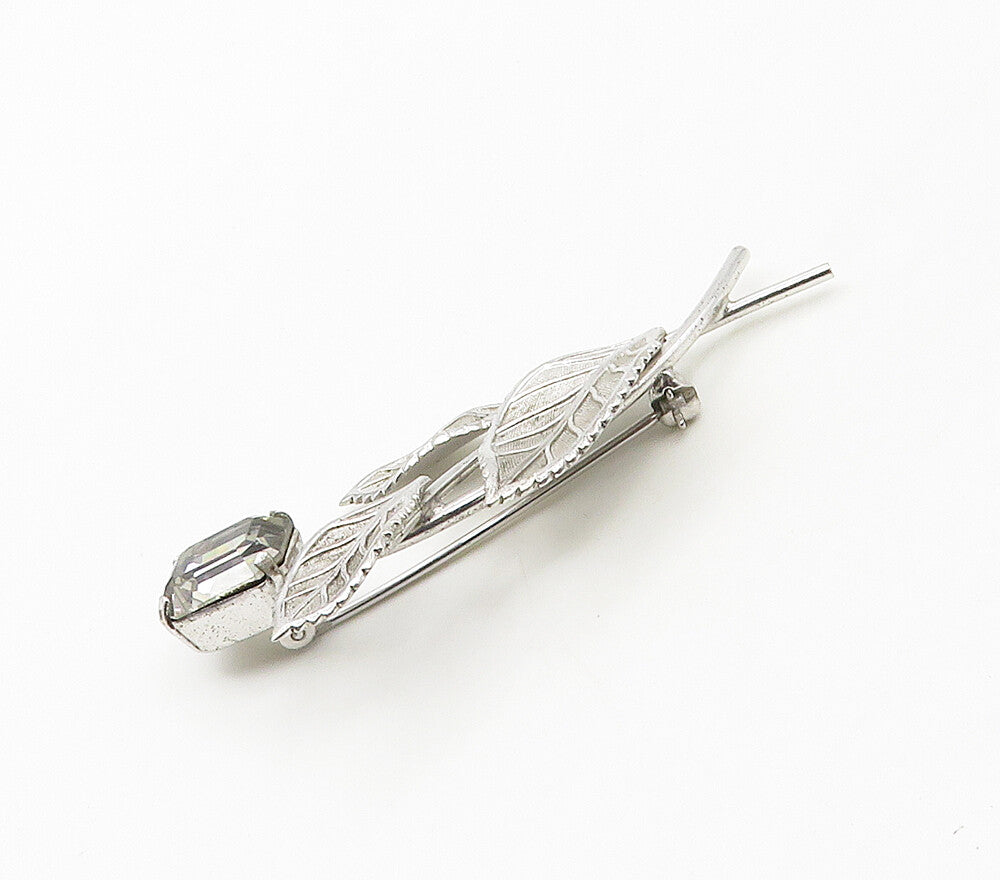 VAN DELL 925 Sterling Silver  Shiny Topaz Single Flower Brooch Pin  BP6608