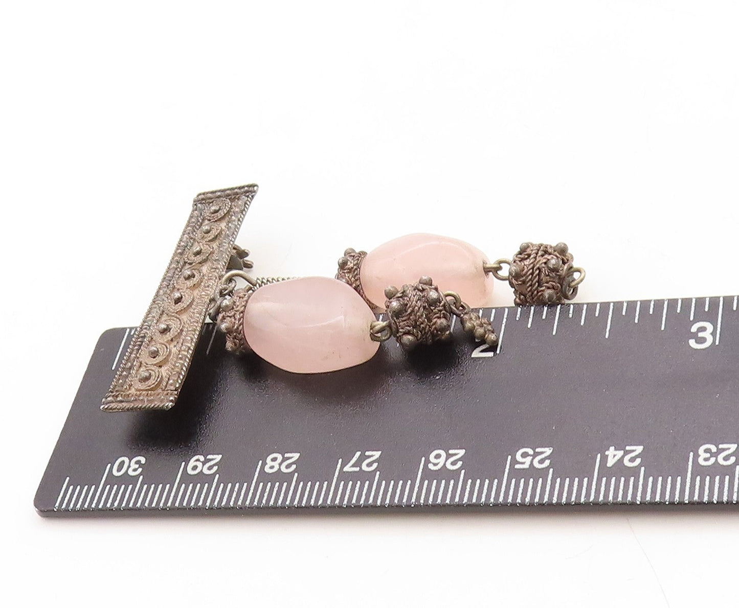 925 Sterling Silver Vintage Brooch Pin ISRAEL Dangling Gemstones  BP11368