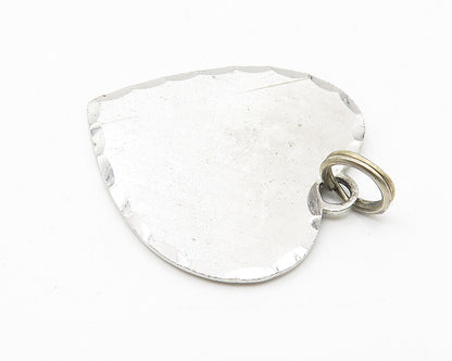 925 Sterling Silver  Vintage Shiny diamond Cut Border Heart Pendant  PT8445