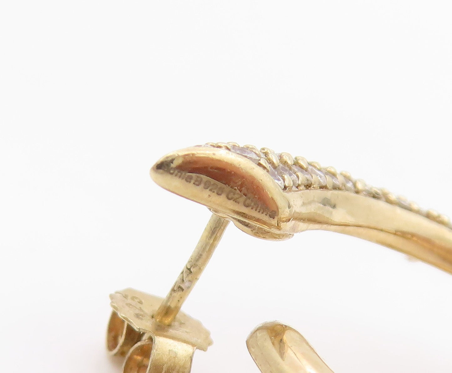 925 Sterling Silver Vintage Earrings Gold Plated CZ Classic Twisted Stud EG13796