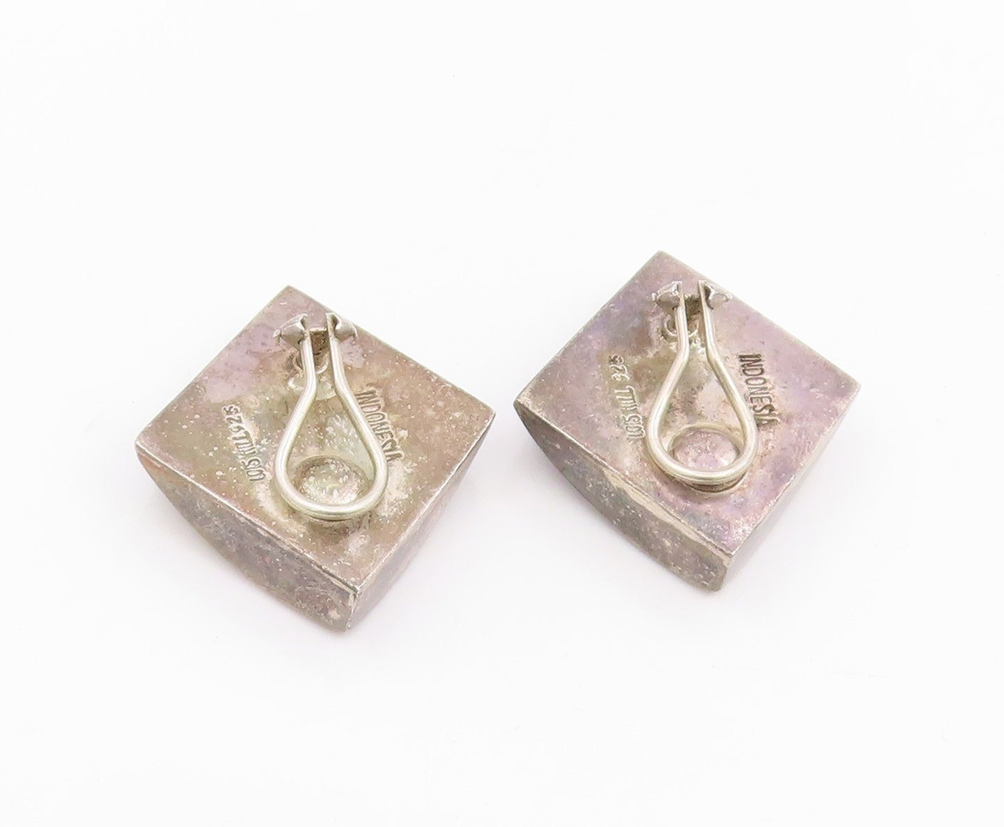 925 Sterling Silver Vintage Earrings LOIS HILL Basketweave Clip On  EG14086