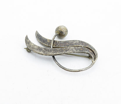 MEXICO 925 Sterling Silver Vintage Dark Tone Floral Swirl Brooch Pin BP2021