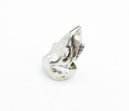 925 Sterling Silver  Vintage Sculpted Animal Skull Statement Ring Sz 7  RG6888