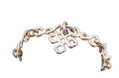 925 Sterling Silver  Vintage Shiny Celtic Knot Link Chain Bracelet  BT3067