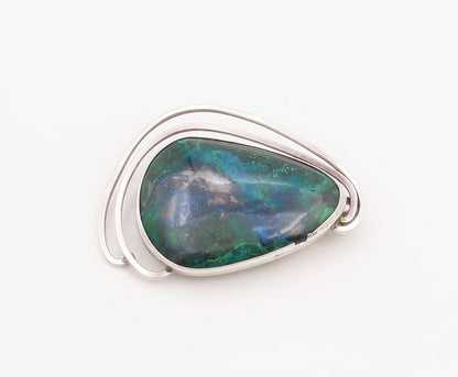 925 Sterling Silver Vintage Brooch ISRAEL Modernist Eilat Stone Pin  BP12285