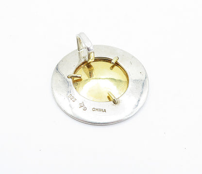 SILPADA 925 Sterling Silver  Shiny Two Tone Hammered Round Pendant  PT4193