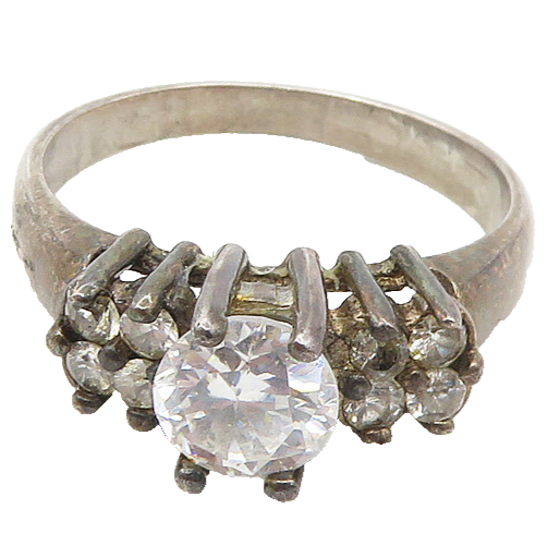 DAVID SIGAL 925 Silver  Vintage Cubic Zirconia Smooth Band Ring Sz 9  RG18058