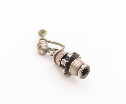 925 Sterling Silver Vintage Earrings Dark Tone Antique Design Screw Back EG13554